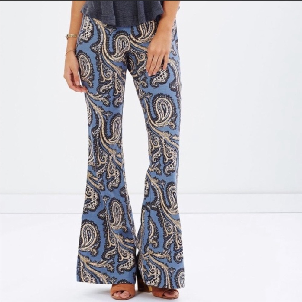 Free People Pants Paisley Fit and Flare Summer NWT